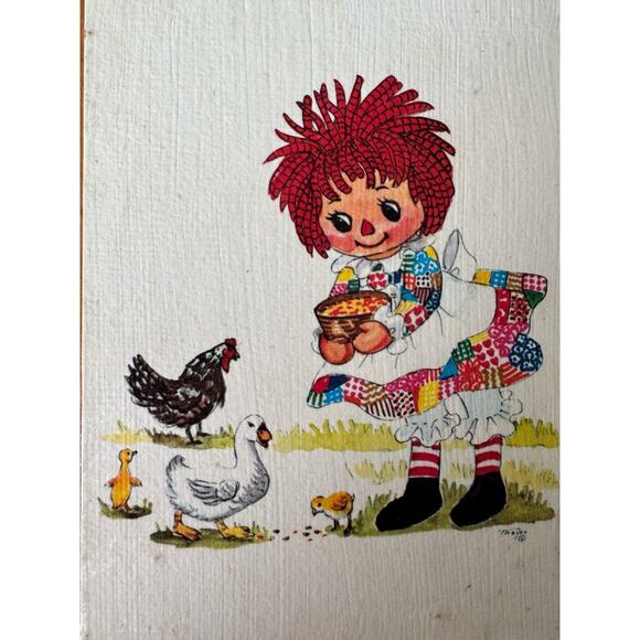 1977 Raggedy Ann & Andy Wooden Wall Plaques Bobbs-Merrill Set Americana Classic - Picture 7 of 13
